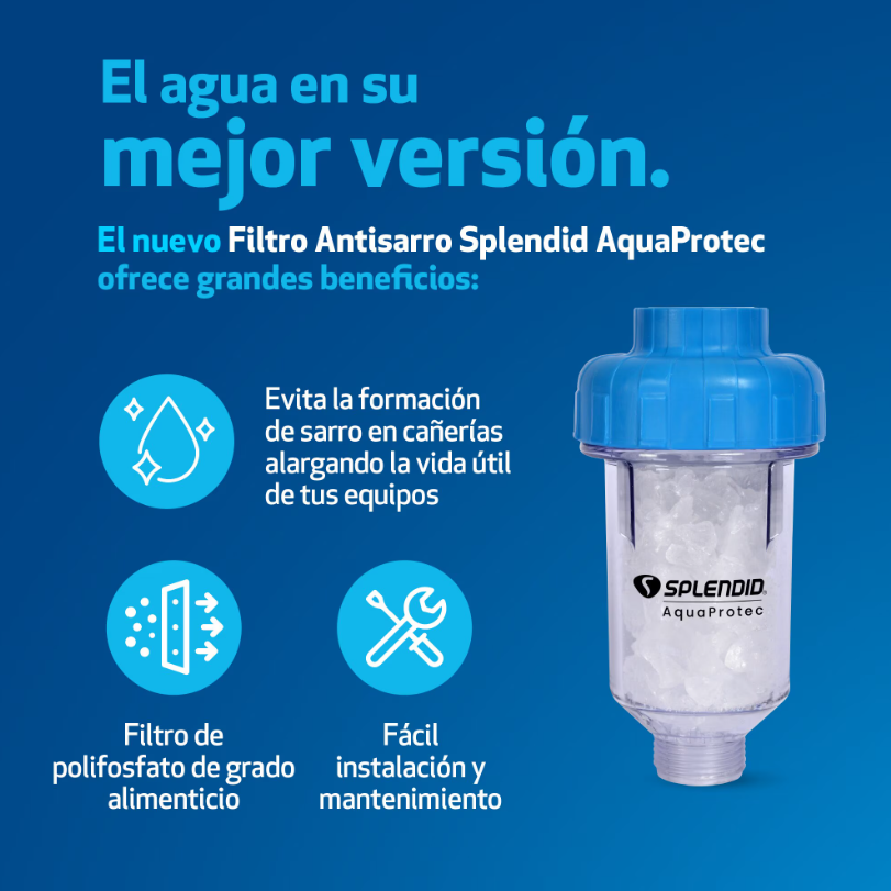 Filtro Antisarro para Calefont, Lavadora y Lavavajillas Splendid AquaProtec