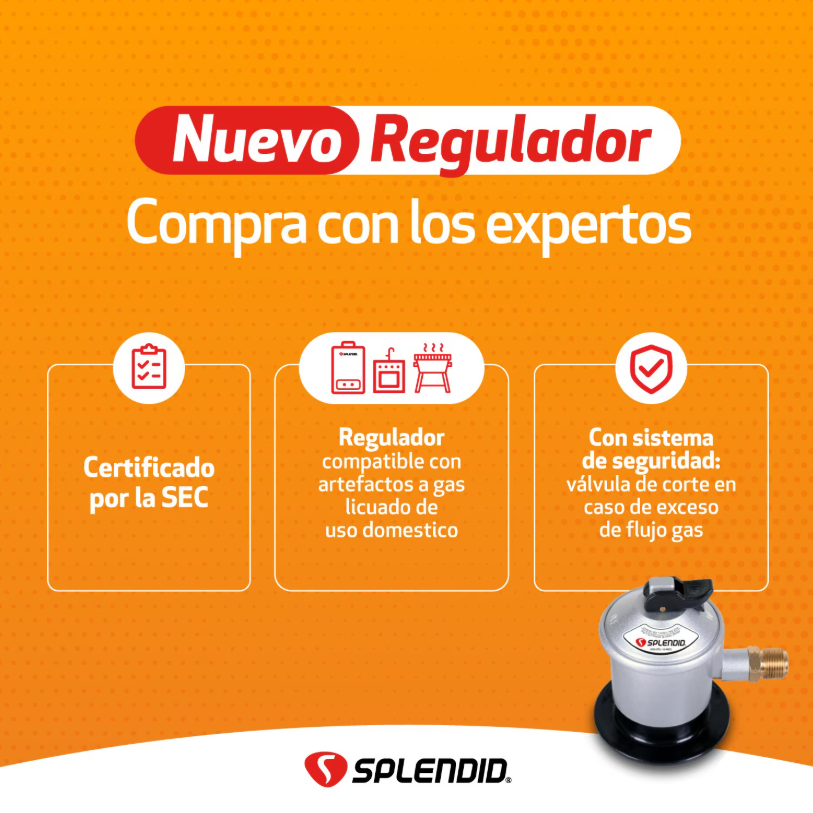 Regulador De Gas Licuado Splendid De 5-11-15kg Certificado