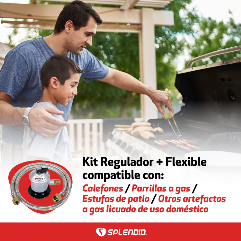 Regulador De Gas Licuado Splendid De 5-11-15kg Con Flexible