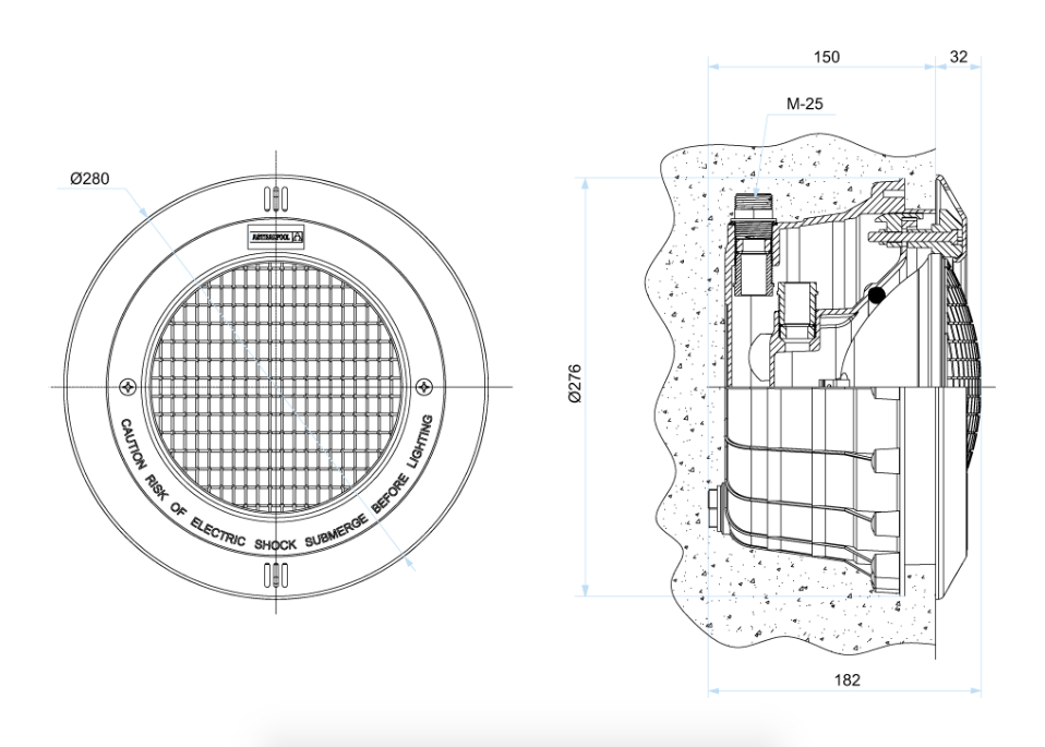Foco piscina Embutido 300W 12V Halógeno 07844 - ASTRALPOOL