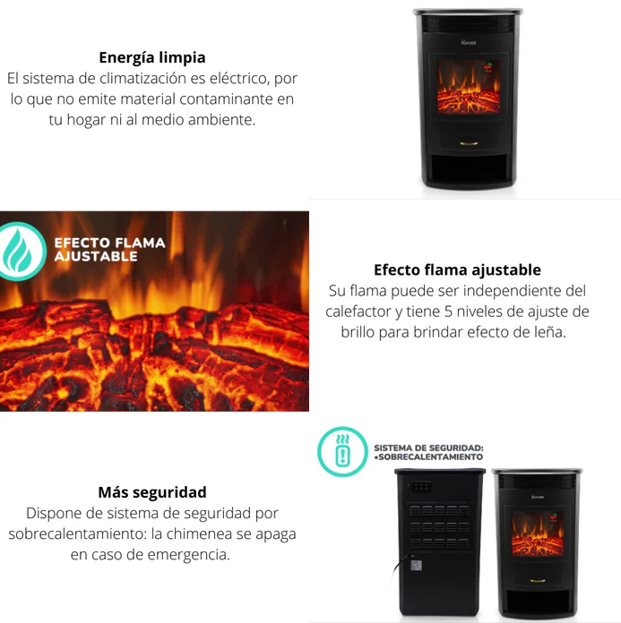 Chimenea Estufa Eléctrica KCE-2120L hasta 20 m2 - Kendal