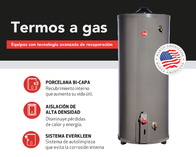 Termo Piso a Gas Natural 152 Litros - Rheem
