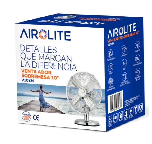 VENTILADOR SOBREMESA 10" METAL AIROLITE