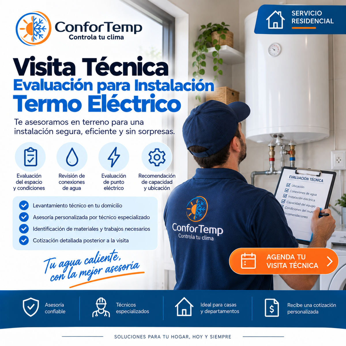 Servicio Visita técnica de evaluación para Instalación Termo Eléctrico