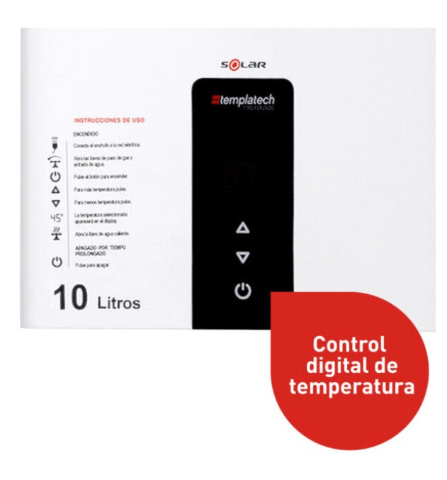 Calefont 10 litros Tiro Forzado Gas Licuado Solar Cámara Estanca Templatech - Splendid