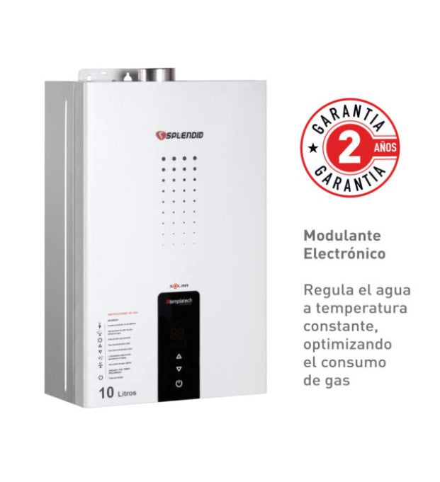 Calefont 10 litros Tiro Forzado Gas Licuado Solar Cámara Estanca Templatech - Splendid