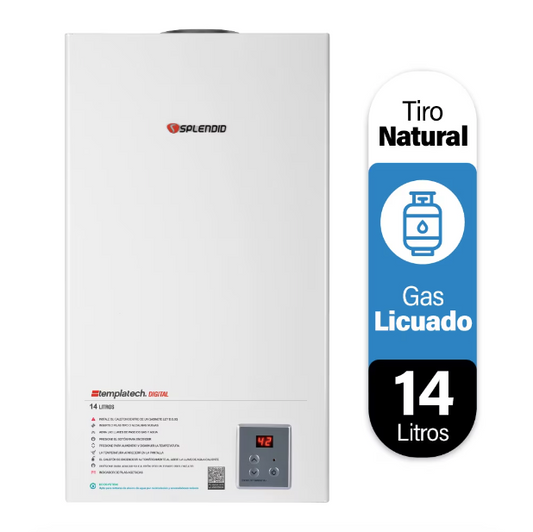 Calefont 14 Litros Tiro Natural Gas Licuado Templatech - Splendid