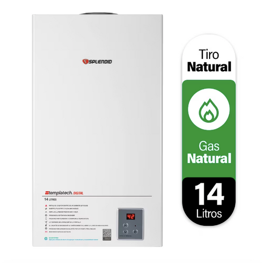 Calefont 14 Litros Tiro Natural Gas Natural Templatech Fullcontrol - Splendid
