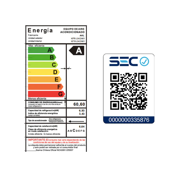 Aire Acondicionado 24.000 BTU Inverter Wifi Filtro Anti Bacterial - AKL
