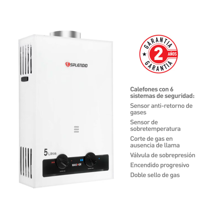 Calefont 5 Litros Tiro Natural Gas Licuado Master - Splendid
