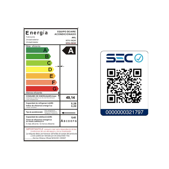Aire Acondicionado 18.000 btu ON/OFF Convencional - AKL