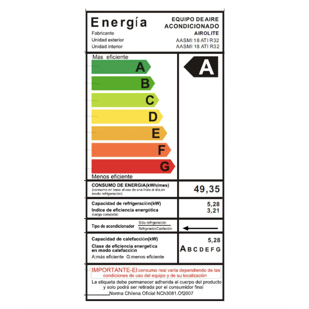 Aire Acondicionado 18.000 btu Inverter Wifi R32 - Airolite