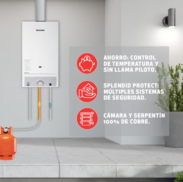 Calefont 10 Litros Tiro Natural Gas Licuado Master - Splendid