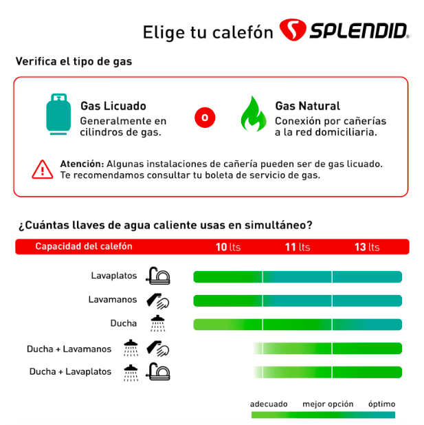 Calefont 10 Litros Tiro Natural Gas Licuado Master - Splendid