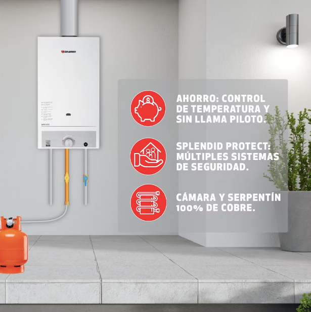 Calefont 13 Litros Tiro Natural Gas Natural Master - Splendid