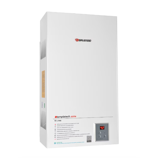 Calefont 16 Litros Tiro Natural Gas Licuado Templatech Fullcontrol - Splendid