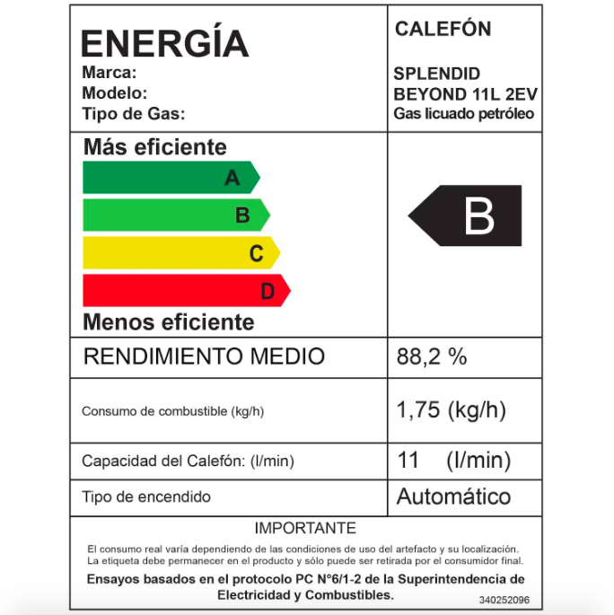 Calefont 11 Litros Tiro Natural Gas Licuado Master - Splendid