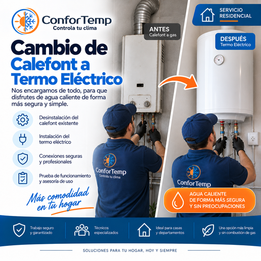 Servicio MIGRACIÓN - Desinstalación Calefont e Instalación Termo Eléctrico