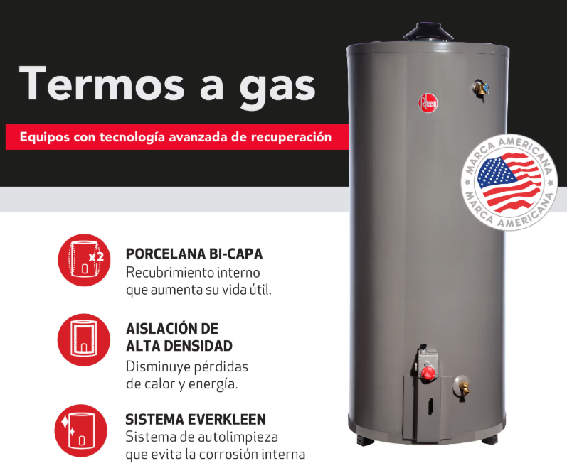 Termo Piso a Gas Licuado 375 Litros - Rheem