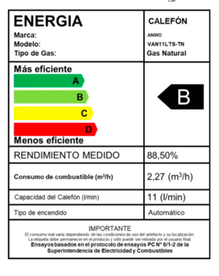 Calefont 11 Litros Tiro Natural Gas Licuado Hitech Hydro 22 - Anwo