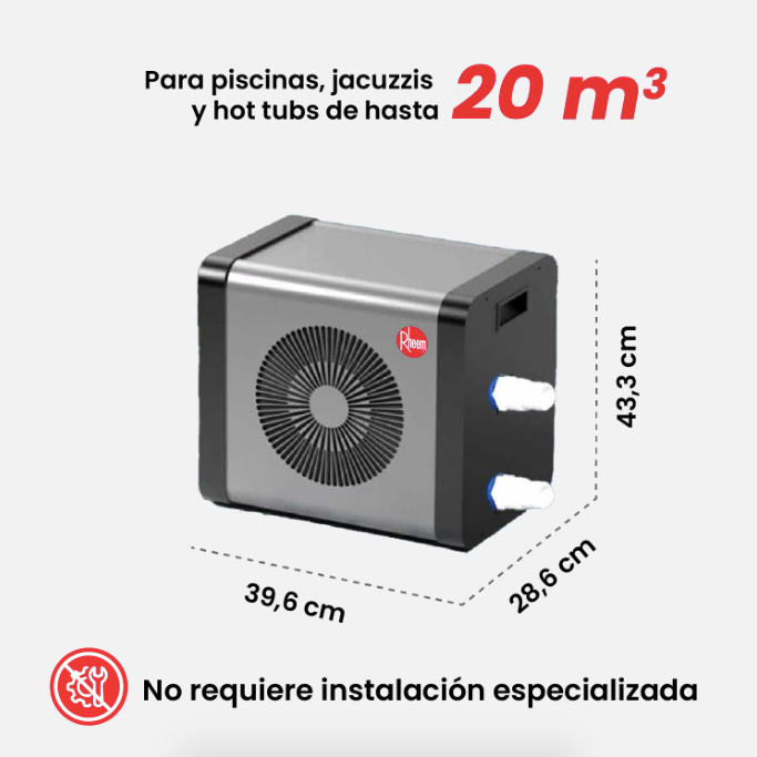 Bomba de calor / Calentador de Piscina pequeña Crosswind 20 m3 5kW - Rheem