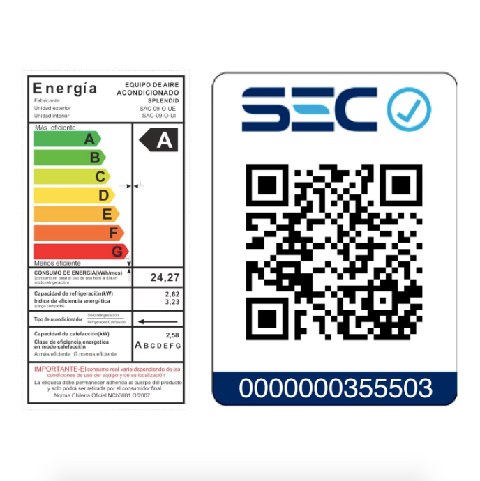Aire Acondicionado 9.000 btu On/Off R410A - Splendid