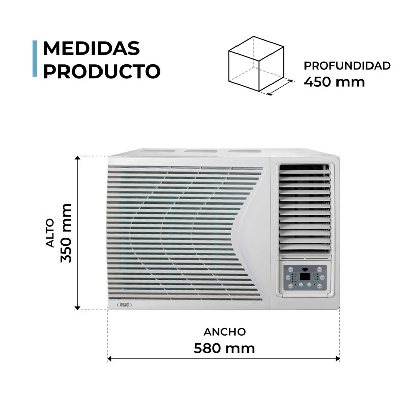 Detalles aire acondicionado ventana Anwo 9.000 BTU