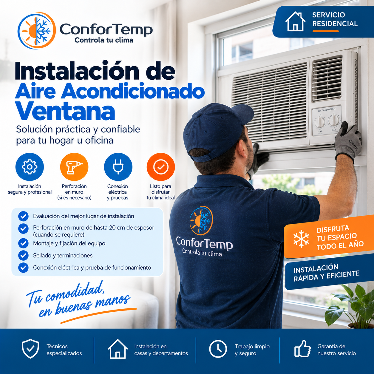 Servicio de Instalación Aire Acondicionado de tipo Ventana