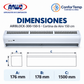 Dimensiones cortina de aire ANWO AirBlock 300 150 cm 1500 x 176 x 178 mm