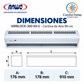 Dimensiones cortina de aire ANWO AirBlock 300 90 cm 910 x 176 x 178 mm