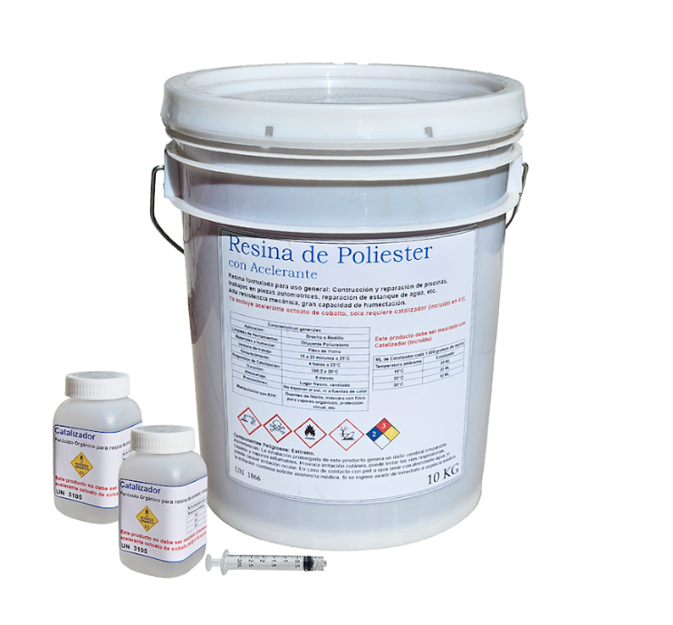 Resina de poliester 10 Kg incluye catalizador y dosificador