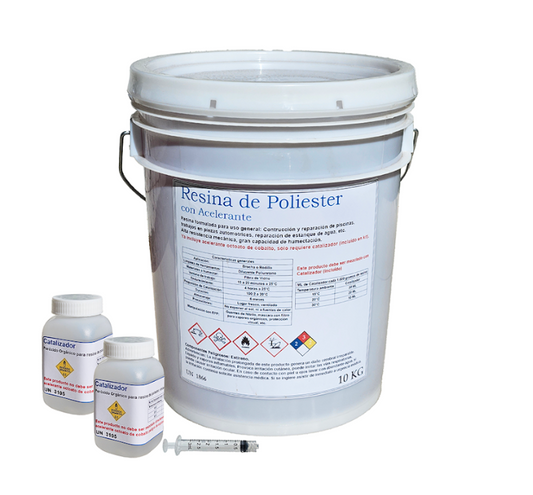 Resina de poliester 10 Kg incluye catalizador y dosificador
