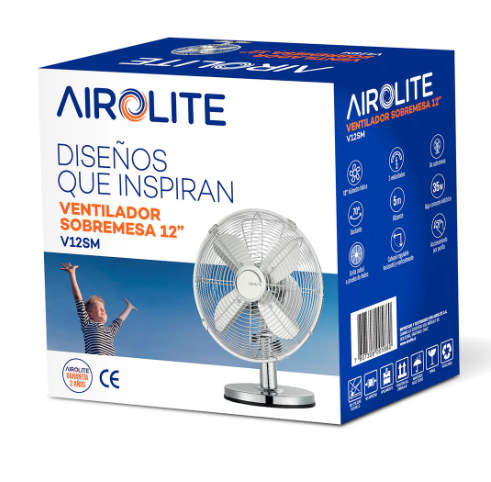 VENTILADOR SOBREMESA 12" METAL AIROLITE