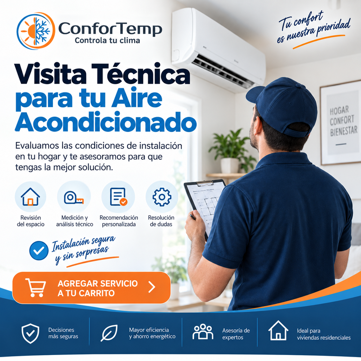 Servicio de visita Técnica para evaluación de instalación de Aire Acondicionado - Residencial