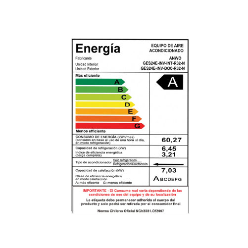 Aire acondicionado ANWO New Infinity 24.000 BTU - imagen 2