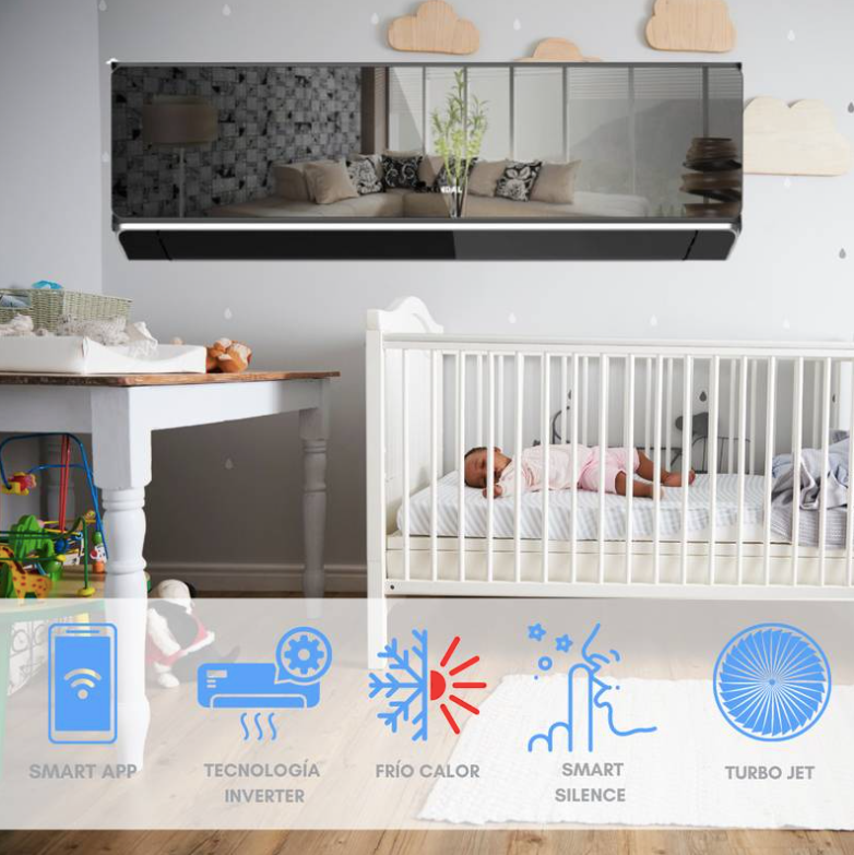 Aire Acondicionado Inverter Negro Black Mirror 12.000 btu/hr - Kendal