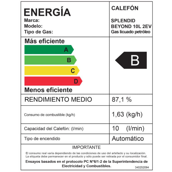 Calefont 10 Litros Tiro Natural Gas Licuado Master - Splendid