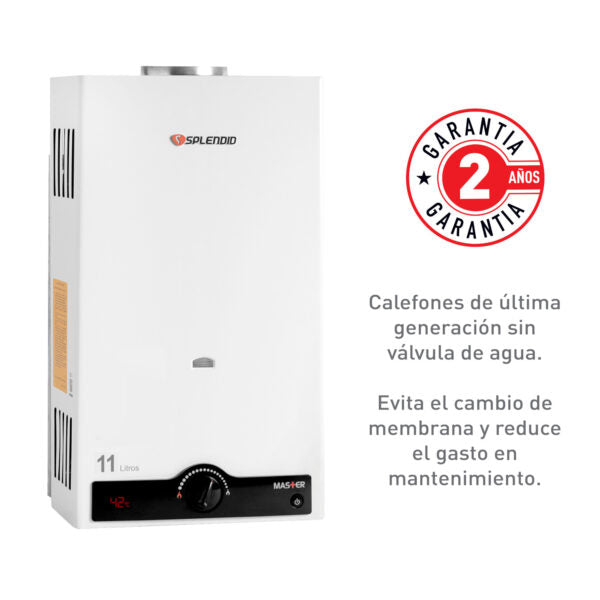 Calefont 11 Litros Tiro Natural Gas Natural Master - Splendid