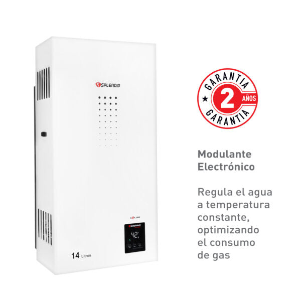 Calefont 14 Litros Tiro Natural Gas Natural Templatech Fullcontrol - Splendid