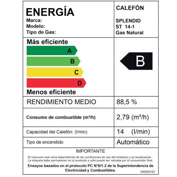 Calefont 14 Litros Tiro Natural Gas Natural Templatech Fullcontrol - Splendid