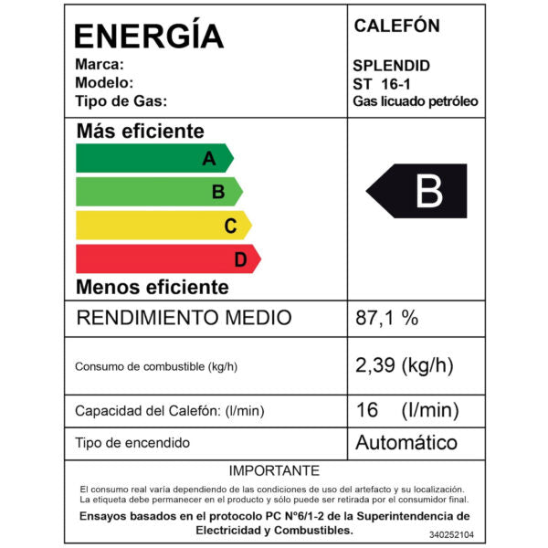 Calefont 16 Litros Tiro Natural Gas Licuado Templatech Fullcontrol - Splendid