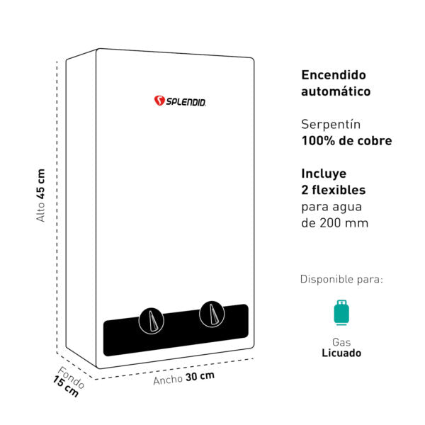 Calefont 5 Litros Tiro Natural Gas Licuado Master - Splendid