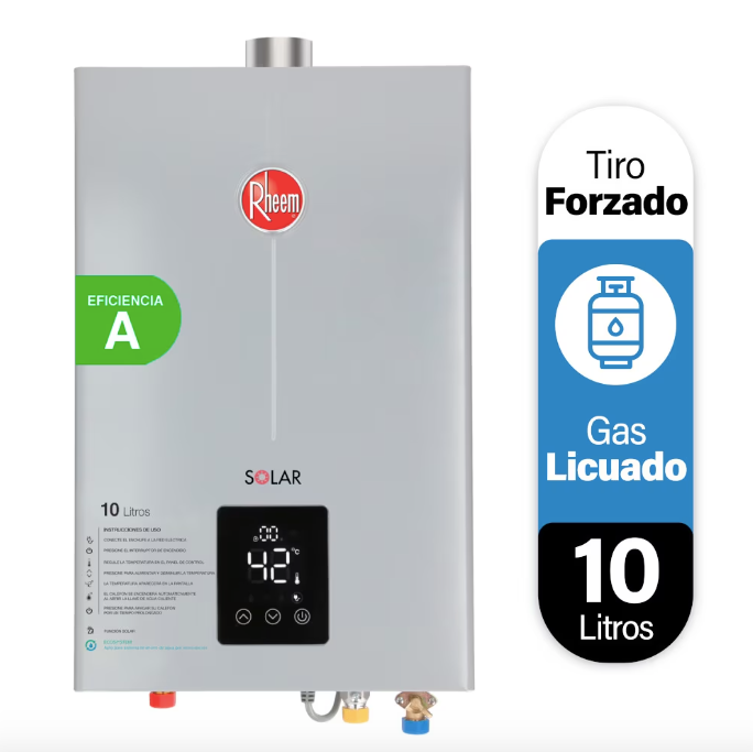 Calefont 10 Litros Tiraje Forzado Gas Licuado - Rheem