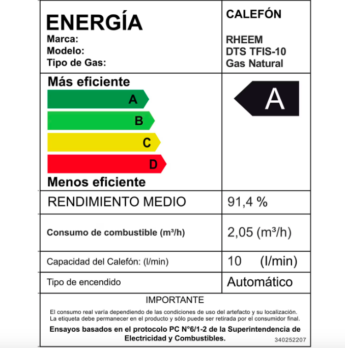 Calefont 10 Litros Tiraje Forzado Gas Natural - Rheem
