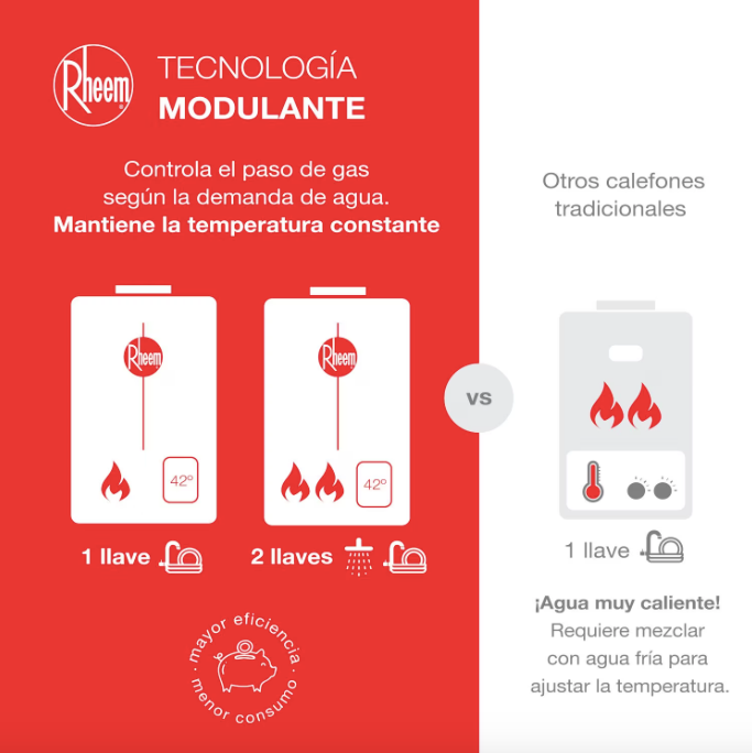Calefont 13 Litros Tiraje Natural Gas Licuado / Prestige - Rheem