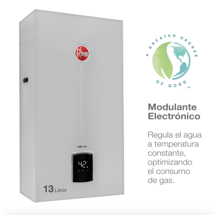 Calefont 13 Litros Tiraje Natural Gas Licuado / Prestige - Rheem