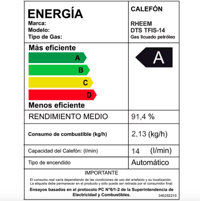 Calefont 14 Litros Tiraje Forzado Gas Licuado - Rheem
