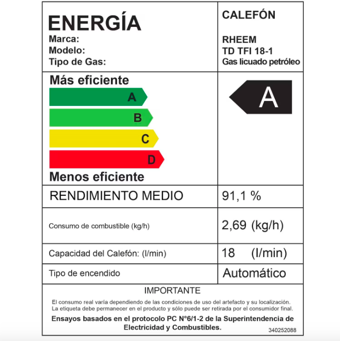 Calefont 18 Litros Tiro Forzado Gas Licuado - Rheem